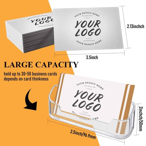 150 Pcs Plastic Business Card Holder for Desk Transparent Acrylic Clear Business Card Display Holder Stand for Exhibition Desktop Office Home Supplies Fits 30-50 Sheets