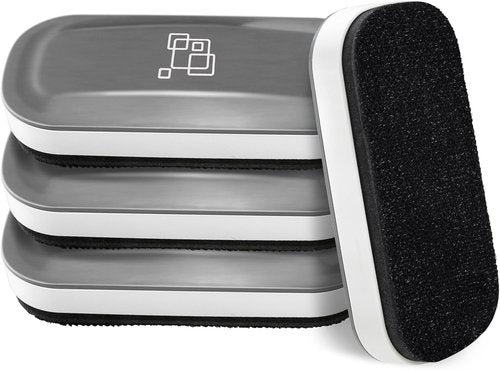 Maxtek Magnetic Dry Erase Eraser - 4 Pack Whiteboard Erasers for Office & School Use | Gray