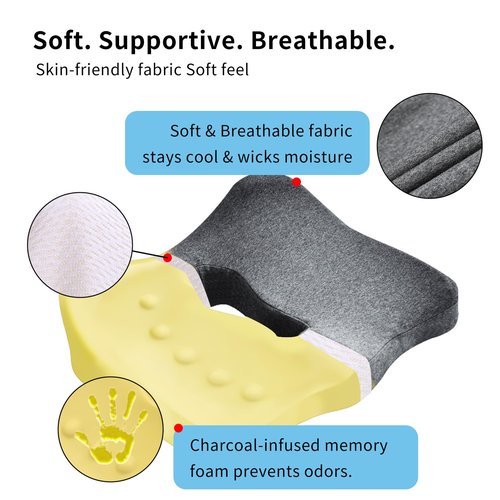 CARHOT Minimalist Memory Cotton Seat Cushion - Pressure Relief for Office Chairs, for Senior Citizen,The Cushion lab,Pressure Relief Cushions for Sitting (Dark Gray)