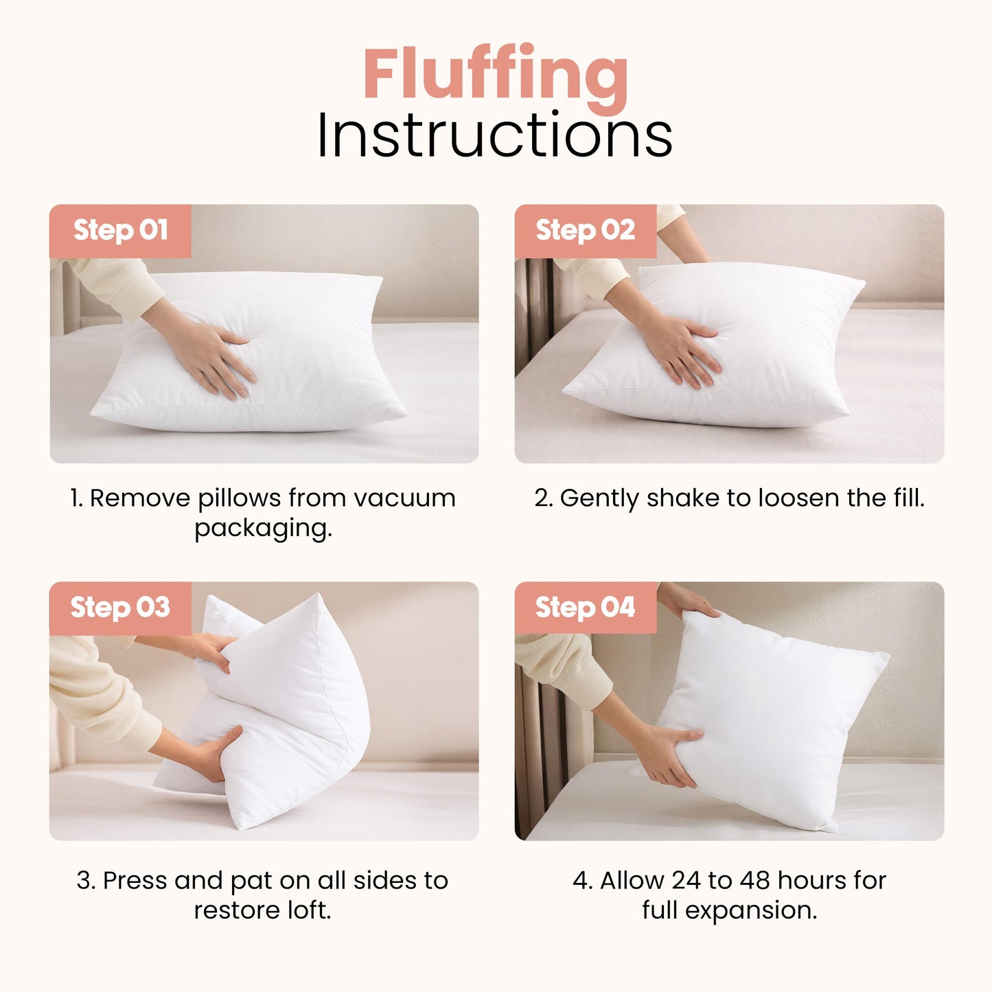 Utopia Bedding 18x18 Pillow Inserts, Set of 2, White – Indoor Decorative Throw Pillows for Bed, Sofa & Couch – Soft, Supportive & Fluffy Cushion Inserts
