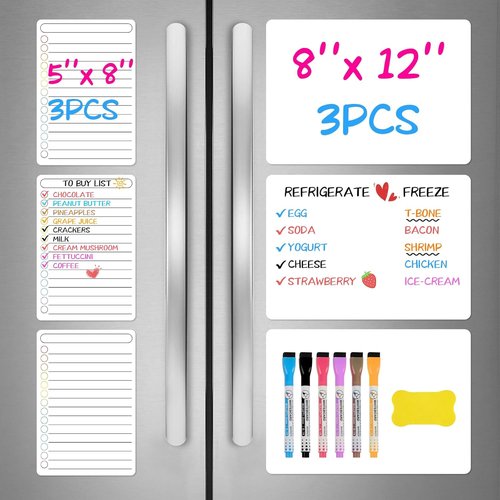 Magnetic Dry Erase Board Set by [Brand Name] - 6 Pack with 3 Large & 3 Small Boards | Includes Markers & Eraser