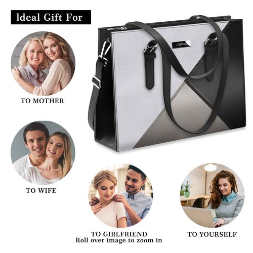 Alfheim Laptop Tote Bag for Women 15.6-16 inch Ladies Shoulder bag with Strap, Travel Business Large PU Leather Briefcase for Office Shopping,Compatible with Macbook Air/Macbook Pro 15.6 inch