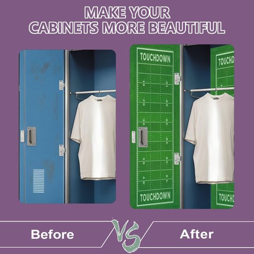 2 Pcs Locker Magnetic Wallpaper American Football Field Artificial Turf Soccer Field 12" x 36" Wall Magnetic Sticker Removable Locker Accessories Decor Easy Install for Office School