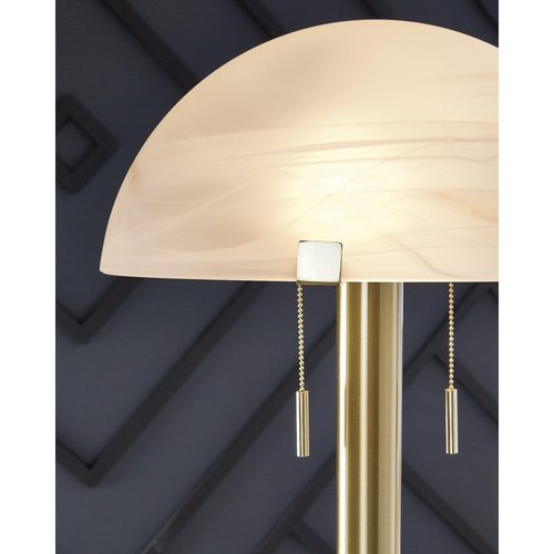 Signature Design by Ashley Tobbinsen Vintage Metal and Glass Floor Lamp with Pull Chain Switch and 2 Sockets, Metallic & White