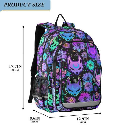 MNSRUU Backpack for School Psychedelic Fox Camellia Purple Laptop Backpack Womens Travel Backpack Mens Casual Daypack College Bookbag Fits 15.6 Inch Laptop