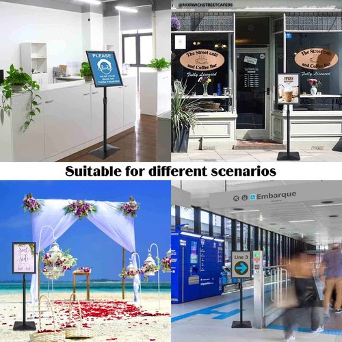 Golemas Adjustable Sign Stand for Display, with Upgraded Iron Base, Pedestal Floor Signage Stand Holder for Outdoor or Indoor Advertising (11 x 17, Black)