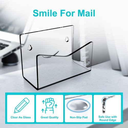 Boloyo Acrylic Dual Use Mail Holder, Clear Countertop Wall-mount Mail Organizer Sorter Letter Holder for Home Office School, Envelope Bill Filling Paper Document