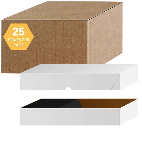 White Business Card Folding Box - Thick and Sturdy Cardboard Boxes for Storage Containers, Packaging, Card Holder and Organizer - 25 per Pack (12" x 3 1/2" x 2")
