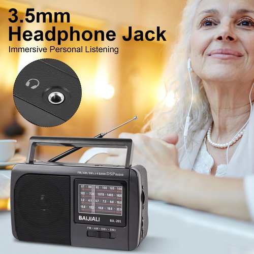 Portable AM/FM/SW1/SW2 Shortwave Radio - Retro Transistor Design with 3W Speaker, Battery Operated for Home Use, Outdoor & Emergency Survival (BJL-201)