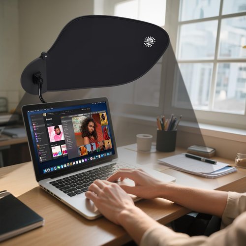 HOSASSPER Office Desk Shade & Cubicle Privacy Cover - Adjustable Light Blocker with Glare Protection, Professional Foldable Workspace Accessory, Black