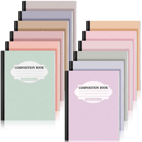 Colarr 12 Pack College Ruled Composition Notebook 9.75 x 7.5 Inch Hard Cover Paper Composition Books Assorted Fun Colors Office School Notebook, Hard Cover, Sturdy Sewn Binding (Bright Colors)