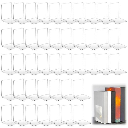 Tatuo 50 Piece Acrylic Bookends Heavy Duty Clear Book Stoppers for Shelves Decorative Book Organizer for Movies, CDs, Library, Office, School 5.12 x 3.94 x 3.94 Inches