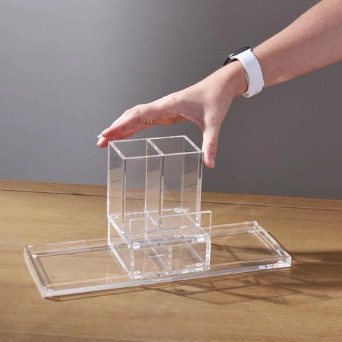 RUSSELL+HAZEL Acrylic Bloc Narrow Accessory Tray, Clear, 4.5” x 12.2” x .5” (31381)