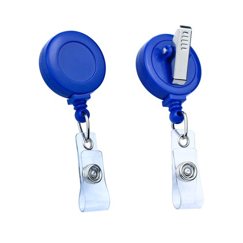 Bestom 100 Pack Badge Reels Retractable Badge Holder with Clip, Id Clips for Badges, Id Badge Reel, Retractable Id Badge Clip with Clear Vinyl Strap & Alligator Swivel, No Twist Dispenser (Blue)