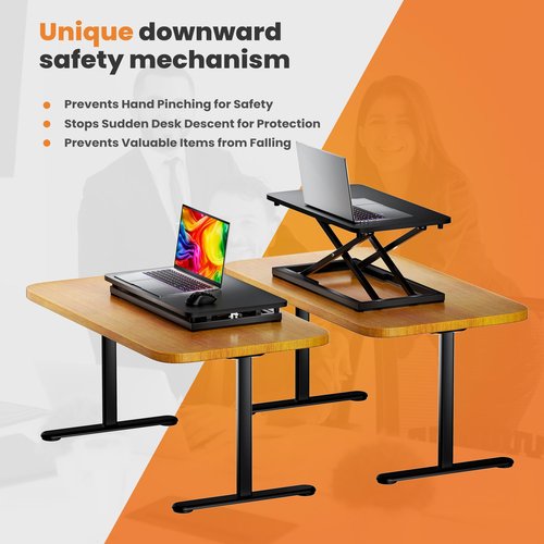 yoopin Standing Desk Converter Matte Black, Stand up Desk Riser on The Table, Adjustable Height Table top Apply for Laptop and Single Monitor Workstation Office Use.