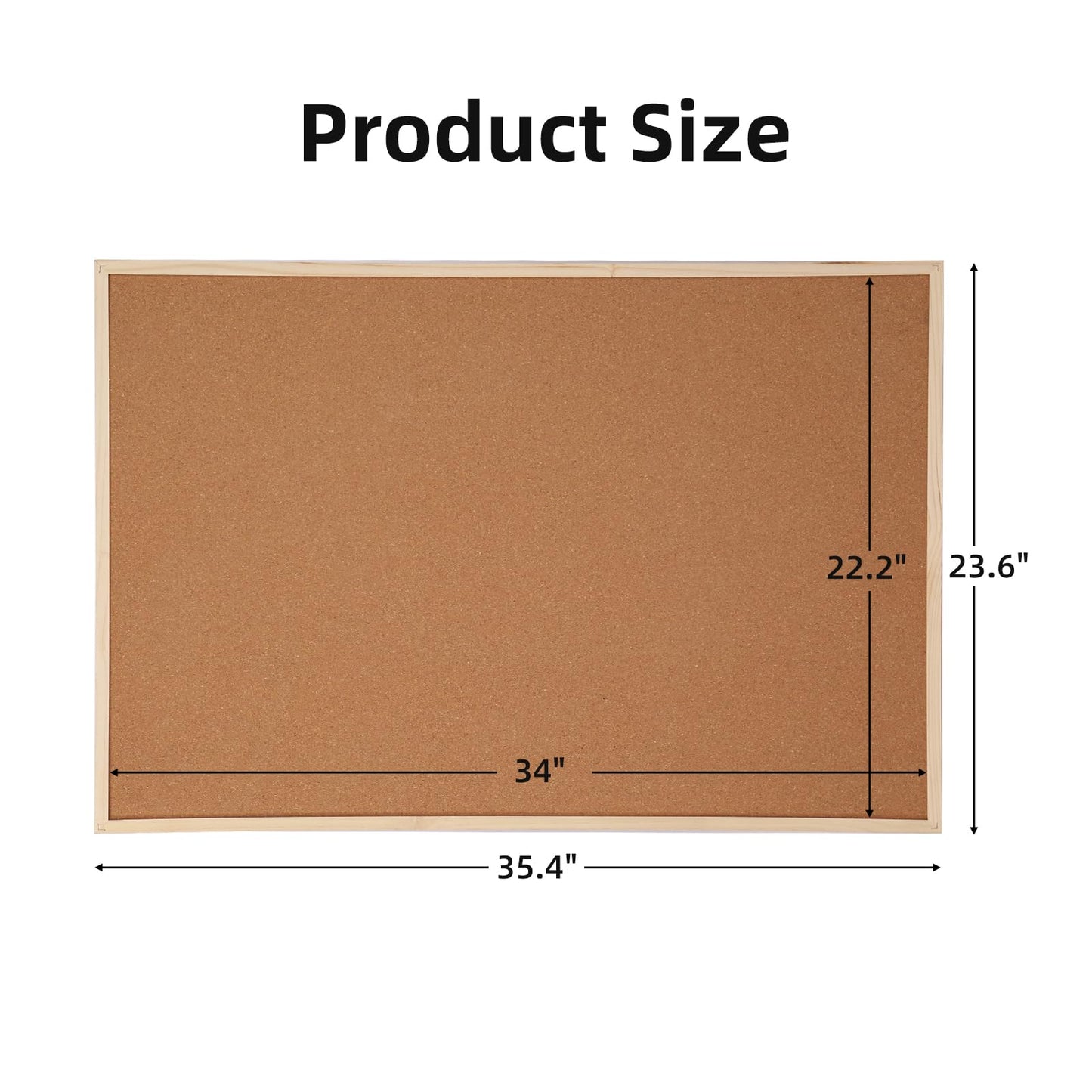 2 Pack 24” x 36” Cork Boards for Walls with Wooden Frame, Double Sided Office Board for Wall Organizer, Bulletins Board Decorative Hanging Pin Board for School, Home & Office, Notice Board Memo Board