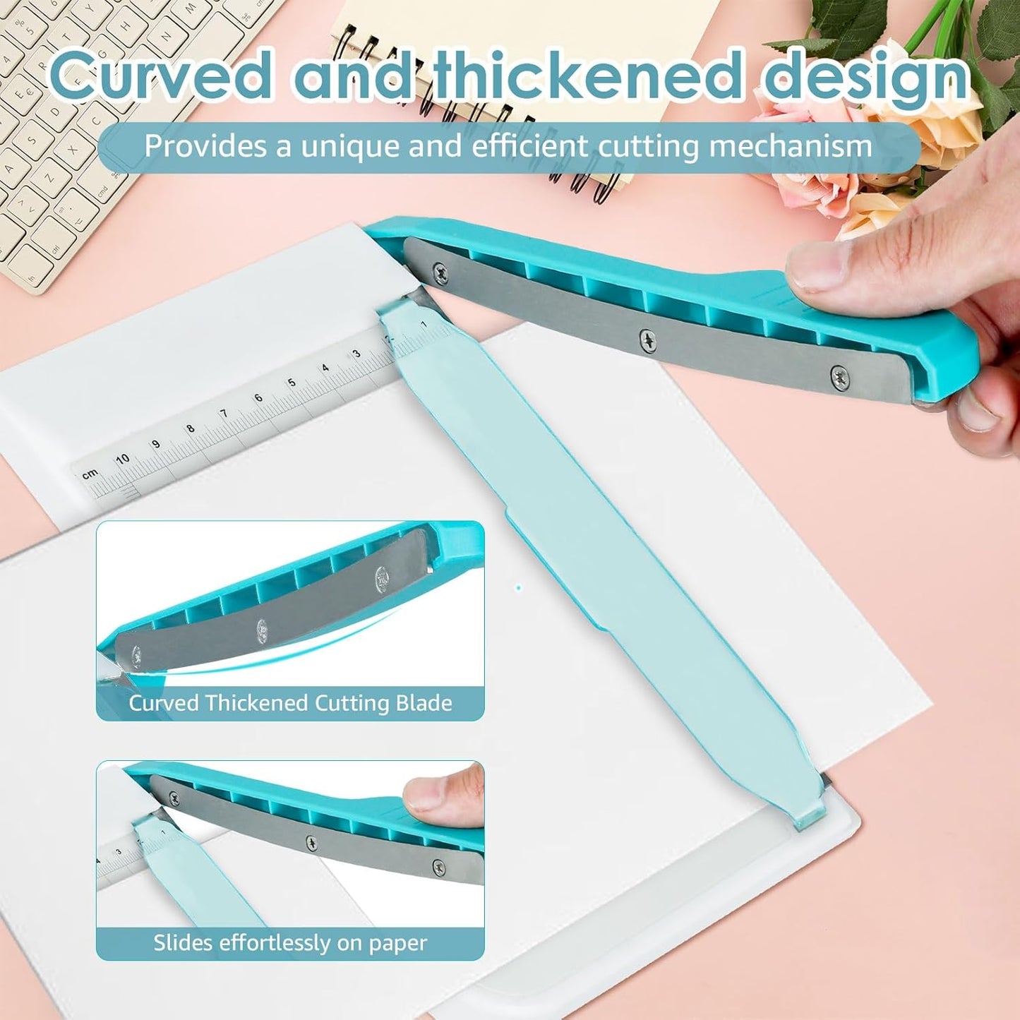 Small Paper Cutter - 6 Inch Cut Length | Non-Slip Portable Trimmer for Coupons, Crafts & Photos (White)