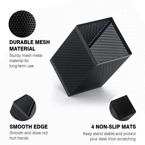 Comix Mesh Pen Holder Desk, Wire Pencil Holder with Foam Pad and Non-Slip Bottom Office Supplies Desk Organizer for Home Office School, 10 Packs