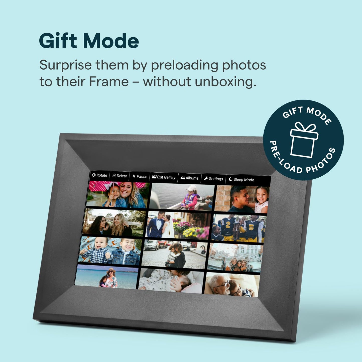 Skylight Digital Picture Frame 2 – 10" Full HD Wi-Fi Touch Screen, 16GB Digital Photo Frame, Load Photos & Videos Directly from Phone, Anti-Glare – Ideal for Personalized Gifting, Black