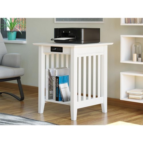 AFI, Mission Printer Stand with Charging Station, White