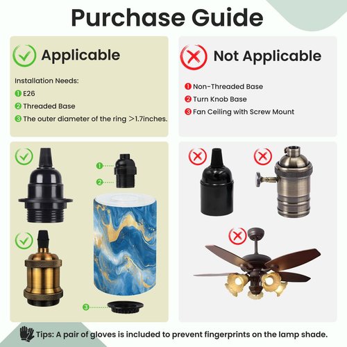 2 Pack Cylinder Glass Lamp Shade Flowing Blue Waves Gold Accents Marbled Texture Dynamic Movement Covers with 1-5/8" Fitter Opening Light Fixture Replacement for Table Lamp Bathroom Vanity Lights