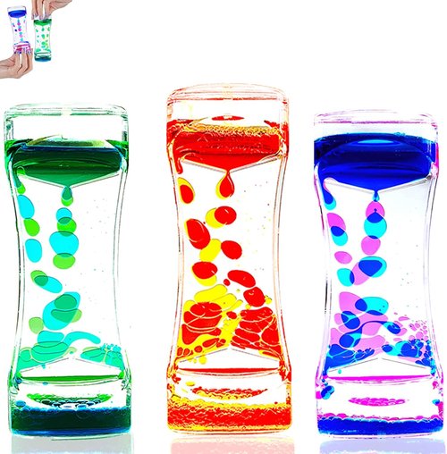 Liquid Motion Bubbler Timer Fidget Toy - 3 Pack Sensory Calming Toy for Kids & Adults