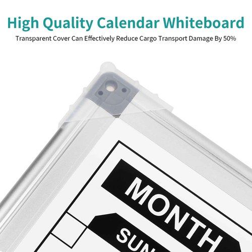 Magnetic Dry Erase Calendar Whiteboard Corkboard Combo, 36 x 24 Inch Monthly Calendar Whiteboard Bulletin Corkboard for Wall, Aluminum Frame with Dry Erase Markers, Magnets, Push Pins (36 x 24 Inch)