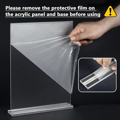 MaxGear Acrylic Sign Holder - 8.5x11 Double-Sided T-Shape Display Stand | 12-Pack Clear Menu Frames