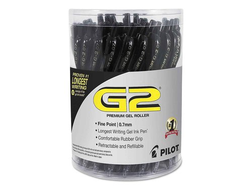 PILOT G2 Premium Gel Roller Pen, Retractable and Refillable, Fine Point 0.7 mm, Black Ink, 36 Count