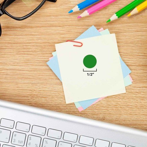 ChromaLabel 0.50 Inch Standard Green Permanent Adhesive Color Code Dot Label Kit, 1000 Stickers per Dispenser Box, 5 Pack