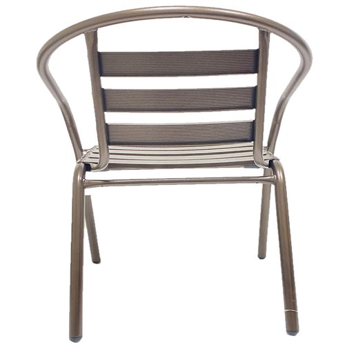 BTEXPERT Indoor Outdoor 23.75" Restaurant Stainless Steel Aluminum Metal Slat Stack Commercial Lightweight, 2 Chairs with a Round Table, Silver/Bronze