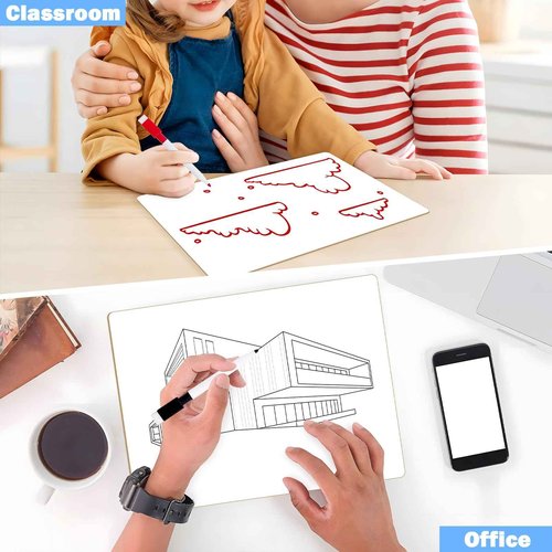 Succwoah 25 Pack Dry Erase Boards 9'' x 12'' Mini Double-Sided Whiteboards Safe Rounded Edges, Includes 25 Erasers, Markers, Rulers & 50 Clips, Perfect for Students, Teachers, School & Office Use