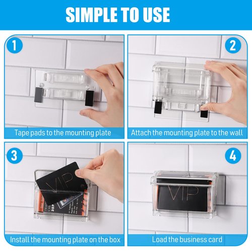Vicenpal Outdoor Business Card Holder Clear Wall Mount Acrylic Business Card Box Included Peel and Stick for Office Store Trucks Wall Outdoor 4.25 x 1.46 x 2.87 inch(2 Pieces)