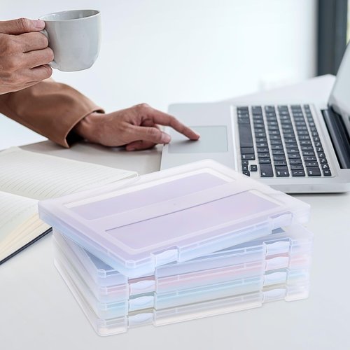 5 PCS Printer Paper Storage, Portable Scrapbook Storage Box for 9.4 x 12.5 Inch A4 File Paper, File Boxes with Lids for Photos, Documents, Magazines, Stamps, Envelopes, Office and School Supplies