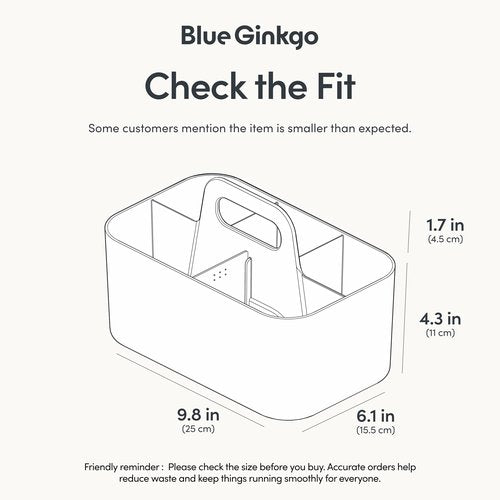 BLUE GINKGO Stackable Organizer Caddy – Korean-Made Portable Tote for Bathroom, Office, Crafts, or School Supplies (Rectangle, White)