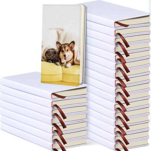 Jetec Sublimation Journal Blank Notebooks Faux Leather Journal Notebooks Small Notebook Notepad A6 Cute Hardcover Blank Notebook for Back to School Office Supplies 200 Pages diy(24 Packs)