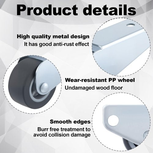 Deozu 2 Pcs Gate Caster Wheels Replacement, Small Wheels, Rubber Rolling Swivel Casters, Roller Wheels, Non-Slip Pulley Directional Wheel for Drawers, Gate,Tables, Furniture (2 Styles)