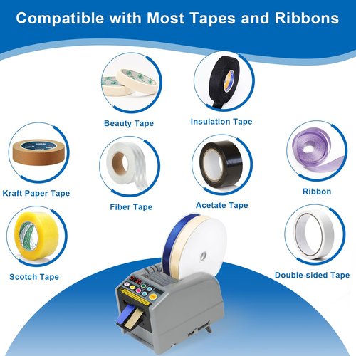 Ribbon Cutting Machine, Lightweight Dual-Tape Electric Dispenser, 39.9 in Max Length & 6 Memory Presets, Portable Auto/Manual Cutter for Warehouses, Gift Shops, Offices, DIY & Home