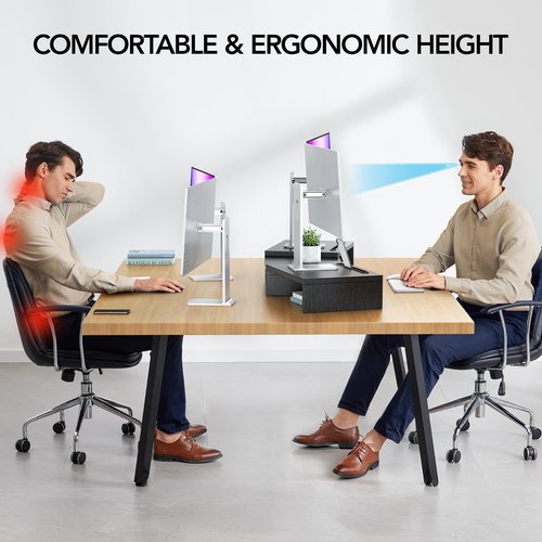 HUANUO Adjustable Under Desk Footrest, Dual Monitor Stand Riser