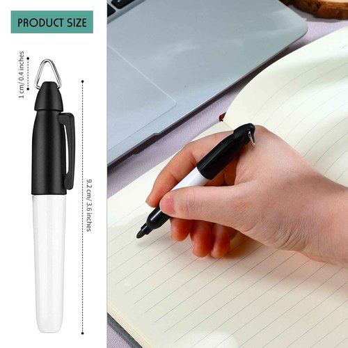 Crtiin 120 Pcs Mini Permanent Markers with Cap Clips Black Markers with Golf Keychain Clips for Badge Golf Ball Marker Pen Black Ink Pens Bulk for Office School Supplies Outdoor Activities, Fine Point