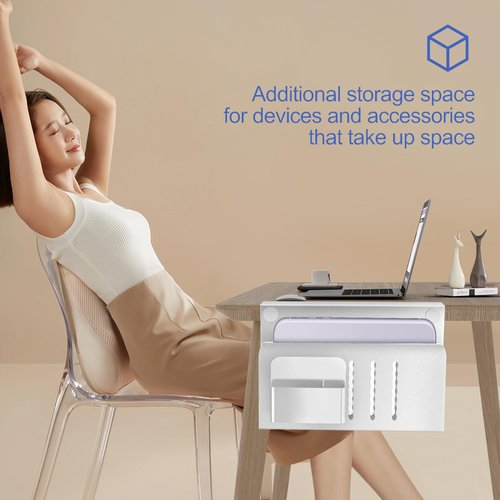 WSYFC Desktop storage rack for laptop stand-up desktop drawer without drilling Accessories for office supplies and studio essentials (White)