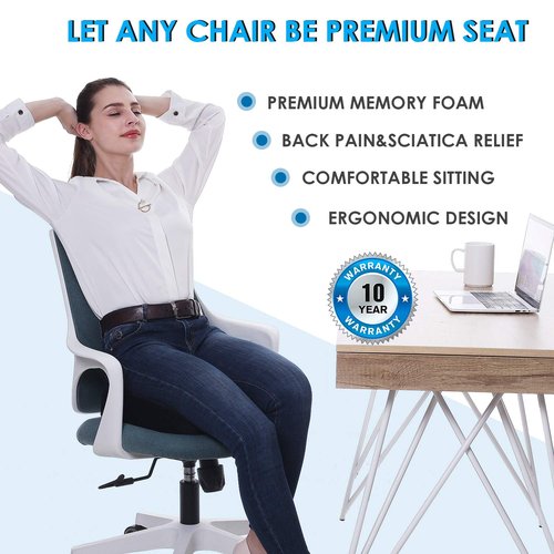 Seat Cushion & Lumbar Support Pillow for Office Chair, Car, Wheelchair & Memory Foam Seat Coccyx Cushion