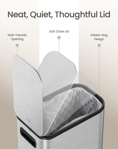 Cesun Small Bathroom Trash Can with Lid Soft Close, Step Pedal, 5 Liter / 1.3 Gallon Stainless Steel Garbage Can with Removable Inner Bucket, Waste Basket for Bathroom, Bedroom (Silver)