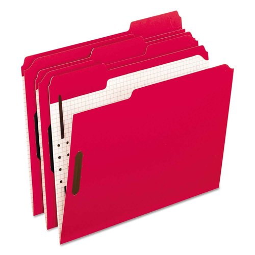 Pendaflex Folders with Embossed Fasteners, 1/3 Cut, Top Tab, Letter, Red, 50 Per Box(,21319)