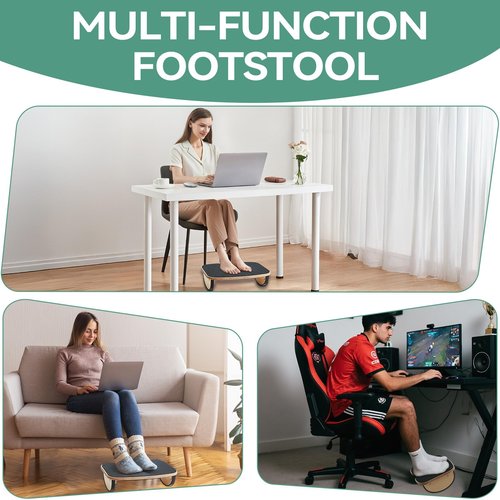 Wood Foot Stools for Under Office Desk,Ergonomic Rocking Footrest with All-Non-Slip Mat,Foot Rest for Under Desk at Work,Feet Support Leg Under Stools Footrest for Home Office Gaming
