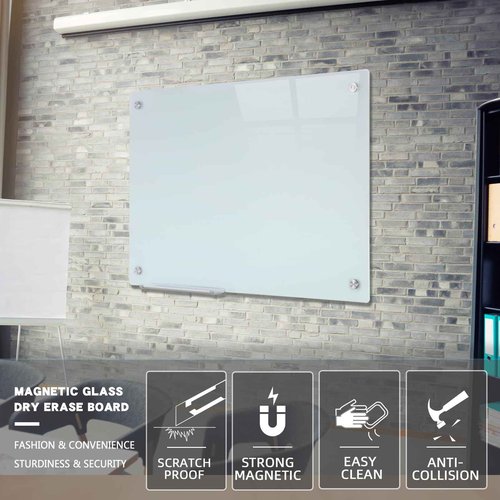 Gooderboard Glass Magnetic White Board - 36 x24 Inches Frameless Dry Erase Glass Whiteboard for Wall, Writing Board for Office, Classroom, Home and Presentation