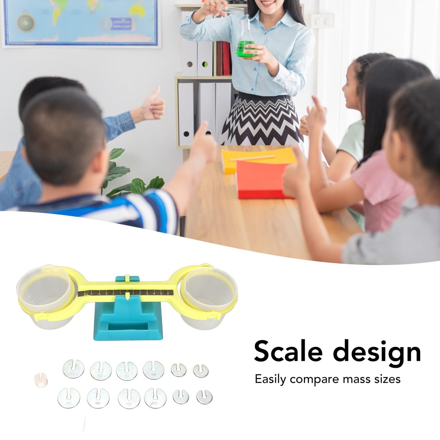 Sorandy Kids Balance Scale, Plastic Classroom Primary Bucket Balance Scale with Scale, Observation, and Estimation Skills, for Measuring Mass and Volume in Classroom or Home Use