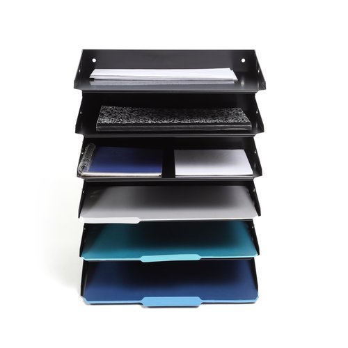 Huron 6-Compartment Steel File Organizer, Black (HASZ0157)