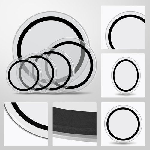 Drum Heads Skin Percussion Parts, Drums Instrument Accessories for Adults,Beginners,Drumhead Players, 22in Drums Skins Drum System Bundle with Foam Damping Rings, (12/13/14/16/22 Inch),Transparent