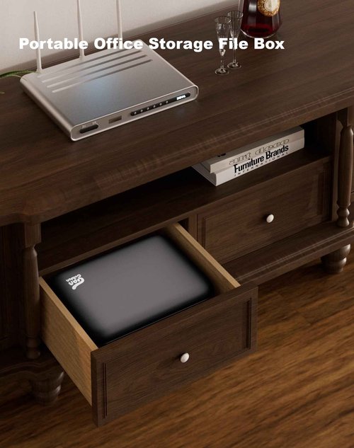 Gancuiwen Fireproof Document Box 8 Layer File Organizer Box with Lock. Important Document with File Folder, Laptop, Portable Travel Safe
